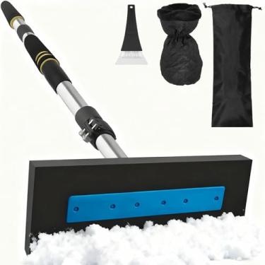 Imagem de Frebuta Escova de neve para carro, antiarranhões, removedor de neve de 83 a 170 cm para carros, raspadores de gelo para para-brisa de carro, cabo longo, haste de extensão de emenda com cabeça de