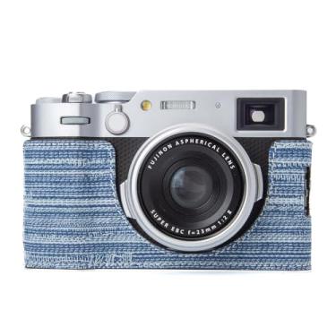 Imagem de X100VI Capa protetora vintage para câmera com moldura de liga de alumínio para FUJIFILM X100VI (capa jeans listrada)