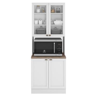 Imagem de Paneleiro Duplo Cristaleira Unna 4 Portas E 1 Forno Branco - Poliman Móveis Branco