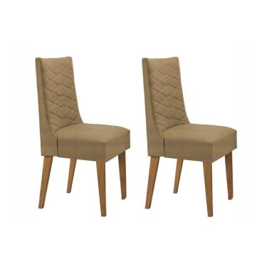Imagem de Kit 2 Cadeiras De Cozinha Dafne 2 Un Madeira Capuccino Suede Capuccino Rufato