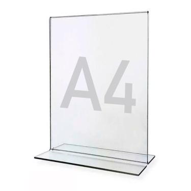 Imagem de Display Expositor T A4 21x30cm Acrílico Ps Cristal Balcão