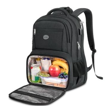 Imagem de Mochila Grande para Notebook 17" Viagem Executiva Durável com Compartimento TSA e Lancheira Integrada – Ideal para Trabalho, Escola e Faculdade