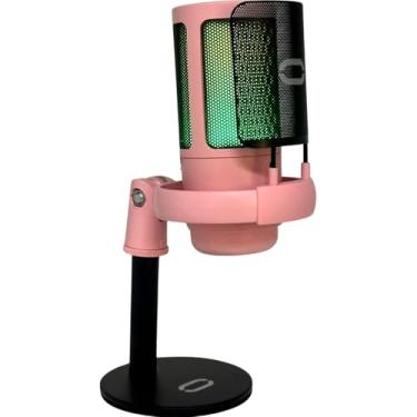 Imagem de Microfone RGB Condensador para Streaming e Podcast Conexão Type-C Plung and Play Profissional Controle de Luz Gamer Conector de Monitoramento de Fone de Ouvido Captação Clara Design Moderno (Rosa)