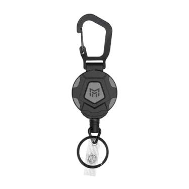 Imagem de Porta-crachá tático - carretel resistente com clipe retrátil, chaveiro, porta-cartão de identificação (preto G)