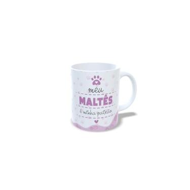 Imagem de Caneca de Cerâmica Yorkshire Terrier, Design Artístico com Flores e Corações, Branca, 325ml, Presente para Amantes de Pets (13195)