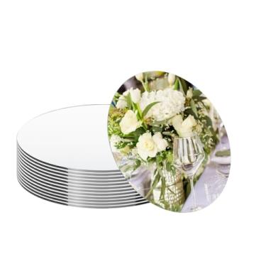 Imagem de Pacote com 8 peças centrais redondas espelhadas para decoração de mesas, centro de mesa de acrílico de 30,5 cm, bandeja de espelho, placa de vela, peça central para mesa de casamento, decoração de