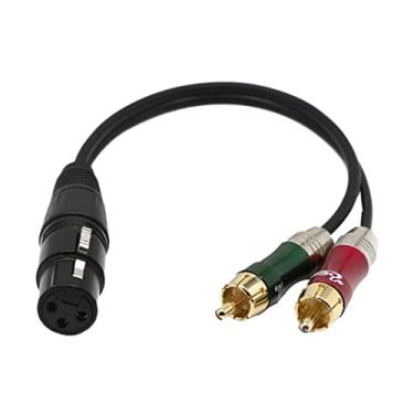 Imagem de Xiaojikuaipao Cabo de microfone premium de 0,3 m XLR fêmea para 2 RCA macho Y Splitter Patch Cord para controladores DJ - Condutores de cobre sem oxigênio, sinal aprimorado, conector de alívio de
