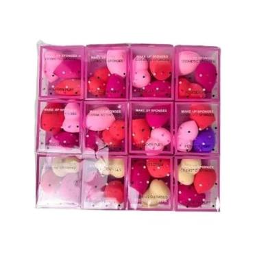 Imagem de 24 Kits com 72 Mini Esponjinha Esponja Para Maquiagem Gota Blender Rosto Base Corretivo Contorno (24)