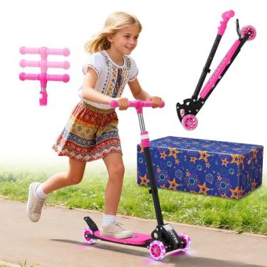 Imagem de Scooter, scooter de 3 rodas com estrutura de metal resistente, altura ajustável de 3 velocidades, rodas com iluminação LED, dobrável – o melhor presente para meninos e meninas de 6 a 11 anos