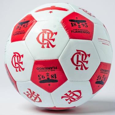 Imagem de Bola Futebol Flamengo Oficial Original Licenciada Original Profissional Clube Regatas Mengão Preta Vermelha Branca Dourada Resistente Adulto Tamanho 5 Jovem Campo Society (Branca-vermelha)