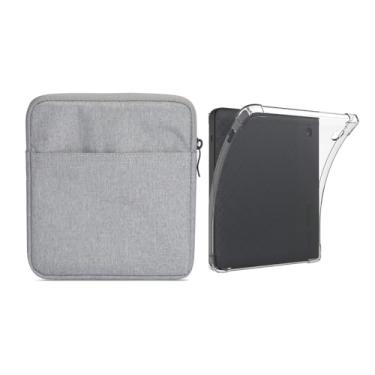 Imagem de IXUECAT Bolsa Kobo Libra colorida + capa transparente (2 unidades), adequada para leitor eletrônico Kobo Libra Color (2024) 17.8 cm | Capa para bolsa de transporte e cantos reforçados, capa
