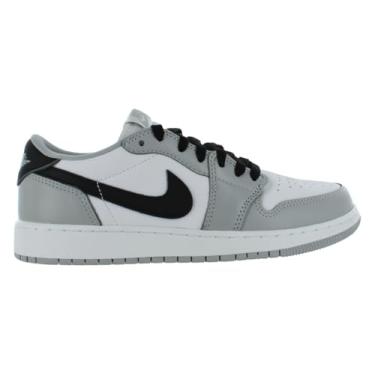 Imagem de Tênis infantil Air Jordan 1 Low OG cinza lobo grande (CZ0858-110, branco/cinza lobo/preto), Branco/Preto/Cinza Lobo, 22 BR