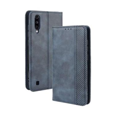 Imagem de Capa para ZTE Blade Blade A7S,Retro Flip magnético,Caso de telefone de couro PU,Design de carteira com 3 slots de cartão e 1 clipe de dinheiro -Blue