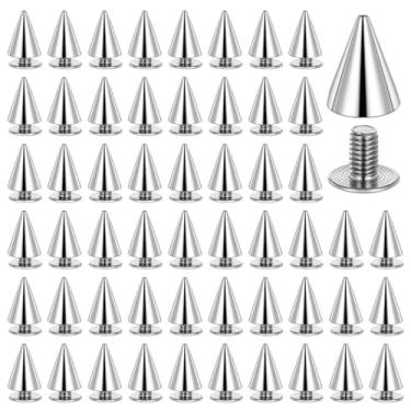 Imagem de LXUEJIE 100 pares de pinos de cone com parafusos, pinos punk de metal 10 x 7 mm rebite para roupas estilo punk rock cinto bolsa de sapato coleira de cachorro artesanato de couro DIY