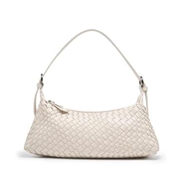 Imagem de MELOLILA Bolsa tiracolo de tecido pequena bolsa trançada feminina, Branco cremoso., Casual
