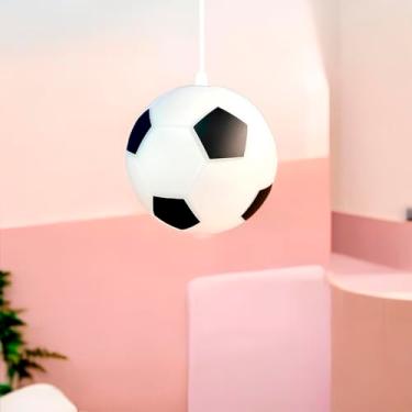 Imagem de Luminária Pendente Decorativa em Formato de Bola de Futebol, Branco e Preto, Estilo Esportivo, para Quarto e Sala