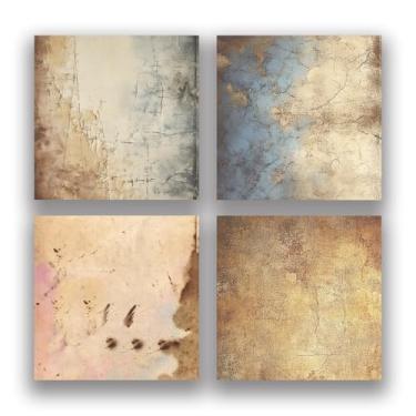 Imagem de Notas autoadesivas, blocos de papel, notas de postagem para escritório, escola, organização doméstica (texturas vintage, 4 blocos)