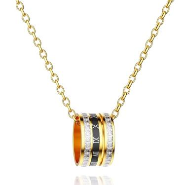 Imagem de Colar feminino com pingente delicado para mulheres, colar de ouro palted 18K, design simples, Large, Metal banhado a ouro 18k, Sem Pedra Preciosa