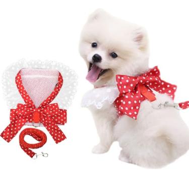 Imagem de Peitoral criativo para filhotes, design de bolinhas com coleira para passear com animais de estimação – coleira para cachorro para passear