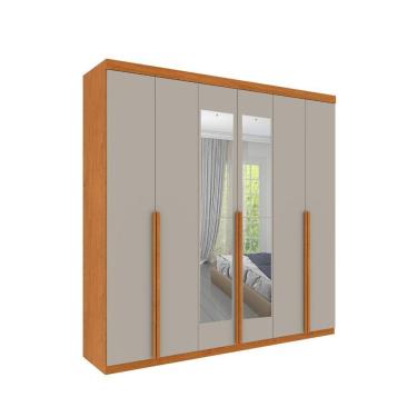 Imagem de Roupeiro Joinville Com Espelho 6 Portas Tcil Cinamomo-off