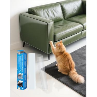 Imagem de 508 cm x 40 cm Protetor de móveis contra arranhões para móveis de couro, protetor de sofá contra arranhões de garras de gato, fita adesiva antiarranhões, fácil de remover