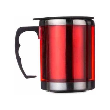 Imagem de Caneca Térmica Inox Vermelha 450ml Com Tampa Café Água Chá - Novo Secu