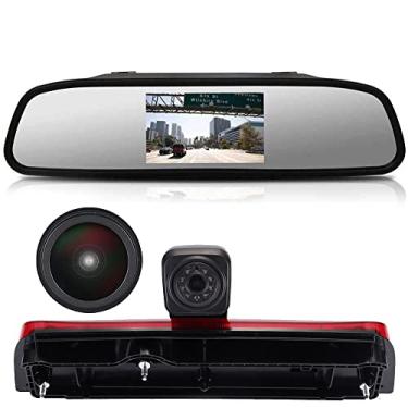 Imagem de Berlingan Luz de freio de montagem superior do carro 1280 x 720 pixels, luz de freio, câmera de visão traseira à prova d'água para Dodge Dakota 2005-2011/Mitsubishi Raider 2005-2007 (com espelho