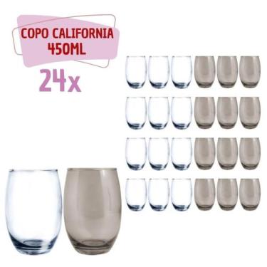 Imagem de Kit 24 Copos Vidro 450ml 12 Transparente / 12 Cinza California - PRATI
