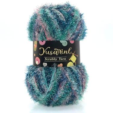 Imagem de Fio de poliéster esfoliante brilhante cordão brilhante textura arenosa 100 g, fio versátil e durável para crochê, tricô, panos de prato artesanais DIY - musgo