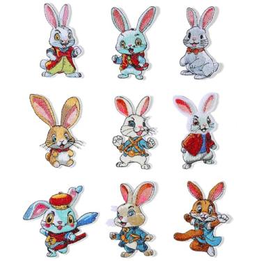 Imagem de Steinfinit Passar a ferro em remendos, 9 peças de desenho animado de coelho, pode ser passado e costurado, adequado para acessórios de roupas