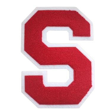 Imagem de 1 peça de patch vermelho de 16,5 cm de ferro em chenille com borda branca – Remendos do alfabeto para roupas, jaquetas, mochilas, chapéus para decoração personalizada, nome personalizado e artesanato