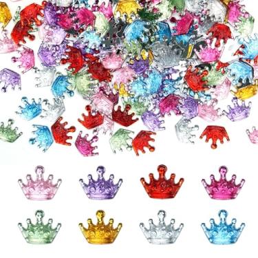 Imagem de 240 peças mini coroa de resina traseira plana 2 cm coroa de plástico multicolorido para decoração de artesanato, álbuns, capas de telefone, roupas, artesanato DIY (8 cores)