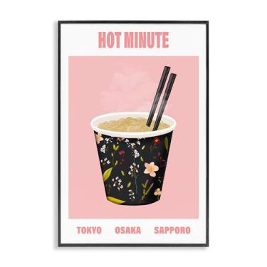 Imagem de Stupell Industries Hot Minute Cup of Noodles Arte giclée emoldurada preta, design por A Barefoot Stylist, 45 x 30 cm