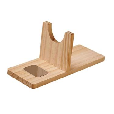 Imagem de Fancyes Suporte de madeira para cola quente, organizador de ferramentas sem bagunça, suporte estável para cola termofusível, ideal para artesanato, sala de, com Almofada de Gotejamento Média