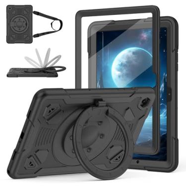 Imagem de Capa para Samsung Galaxy Tab A9+/A9 Plus 27.9 cm 2023 com protetor de tela, suporte giratório de 360°, alça de ombro, capa protetora resistente para tablet A11 Plus infantil (preto)