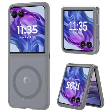Imagem de DUEDUE Capa magnética para Motorola Razr Plus 2025/2024, Moto Razr 50 Ultra 5G, capa protetora à prova de choque para Motorola Razr+ Plus 2025/2024/Moto Razr 50 Ultra 5G 6,9 polegadas, cinza