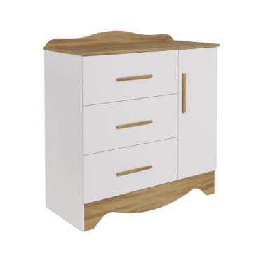 Imagem de PEROBA - Cômoda Infantil Clara 1 Porta Lisa Plus Branco Amêndoa