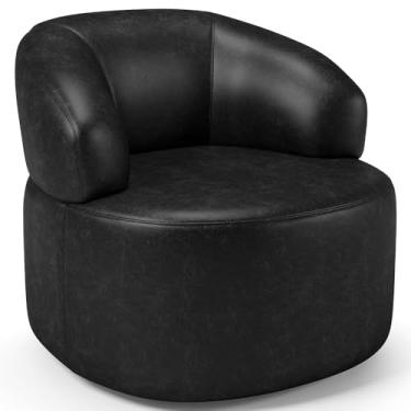 Imagem de Poltrona Giratória Orgânica Para Sala de Estar Living Helena L02 Couríssimo Preto - Lyam Decor