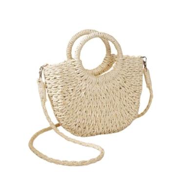 Imagem de BESTCHOICE Hub Bolsa de ombro de palha para mulheres, bolsa de tecido, envelope de praia, canudos, carteira