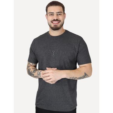 Imagem de Camiseta Guess Masculina Signature Logo Triangle Chumbo Mescla-Masculino