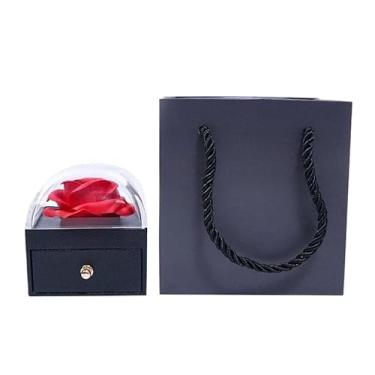 Imagem de Presente Feminino, Caixa de Presente Luxuosa com Rosas Eternas, Cor de Macaron, Adequada para Colares, AnéIs, Caixa de Armazenamento de Joi, 7 * 7 * 7 Cm(Preto,2Pcs)