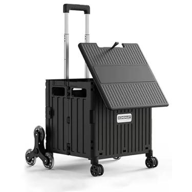 Imagem de Carrinho utilitário dobrável com rodas de escalada de escadas, caixa dobrável com alça telescópica, carrinho de compras dobrável, carrinho de mão, ferramenta de arquivo de livros de mercearia, cesta