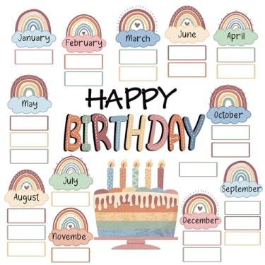 Imagem de Quadro de avisos arco-íris feliz aniversário arco-íris feriado placa placa vamos celebrar feliz aniversário nuvens acentos recortes para calendários festivais quadros de avisos parede sala de aula