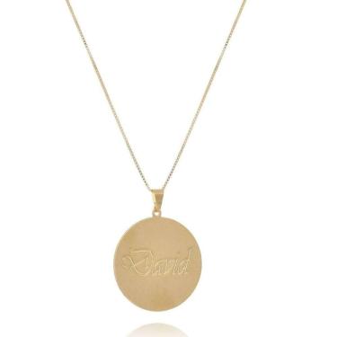 Imagem de Colar Personalizado Circular Chapado Com Nome Folheado Em Ouro 18k