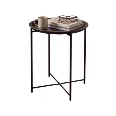 Imagem de Mesinha Decorativa em Metal com Bandeja 47cm Preto - Montar e Plantar