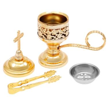 Imagem de Queimador de incenso, suporte de incenso de carvão de olíbano, fácil de transportar, queimador de incenso cruzado com clipes, ideal para aromaterapia, ioga e spa, casa e igreja