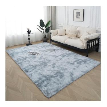 Imagem de HGTRH Tapetes de área para quarto, sala de estar, tapete xadrez macio macio com suporte de borracha antiderrapante tapete de pelúcia interior decoração de casa B cinza claro 140 * 200 cm