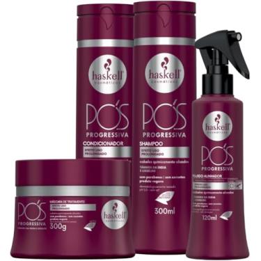 Imagem de Kit Pós Progressiva 4 itens 300ml Shampoo Condicionador Máscara e Fluido Alinhador
