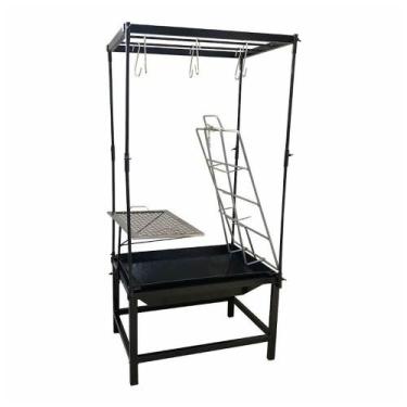 Imagem de Estação Churrasco Fogo De Chão Lareira Grelha Aço E Varal - OURO MINAS