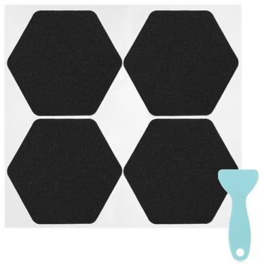 Imagem de S&X Adesivos antiderrapantes para chuveiro, pacote com 24 (preto) | Lixa hexagonal com acabamento liso de 6 cm texturizada | Decalques antiderrapantes para piso de chuveiro para azulejo e banheira |